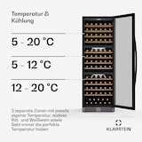 thumbnail of Klarstein Vinovilla Trio Weinkühlschrank | 144 Flaschen | 3 Zonen | 38 dB | 12 Regale | Kompressor | 413 Liter Edelstahl