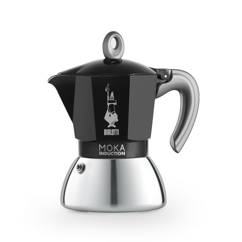 Bialetti moka induction, caffettiera 4 tazze nera