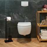 thumbnail of Relaxdays WC Garnitur, Bambus, Edelstahl, stehender Klopapierhalter, Toilettenbürste mit Bürstenhalter, schwarz/natur