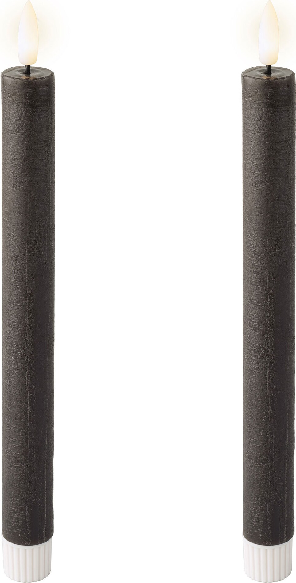 2 LED Kerzen mit Timerfunktion 24cm Wachs - Echtwachskerzen flackernde Flamme Kerzen batteriebetrieben Wachskerzen Stabkerzen Rustik Grau Warmweiß