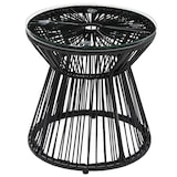 thumbnail of Outdoor-Beistelltisch PE-Rattan Schwarz mit Glasplatte, Boho-Stil, 40x40x42 cm