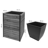 thumbnail of 2er-Set Pflanzkasten HWC-L23, Hochbeet Pflanzkübel Blumenkasten, Outdoor Akazie Holz MVG-zertifiziert Aluminium braun