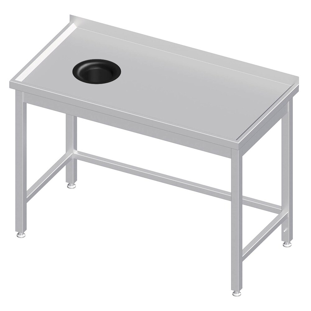 Stalgast Edelstahl Arbeitstisch ohne Grundboden, 1200x700x850 mm, mit Abfallloch links, mit Aufkantung, verschweißt
