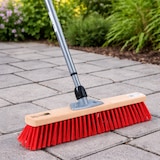thumbnail of Qualitäts Straßenbesen 50cm Breit mit Teleskopstiel Stiel stufenlos ausziehbar Besen mit roten Kunststoffborsten Straßenschrubber Schrubberbesen