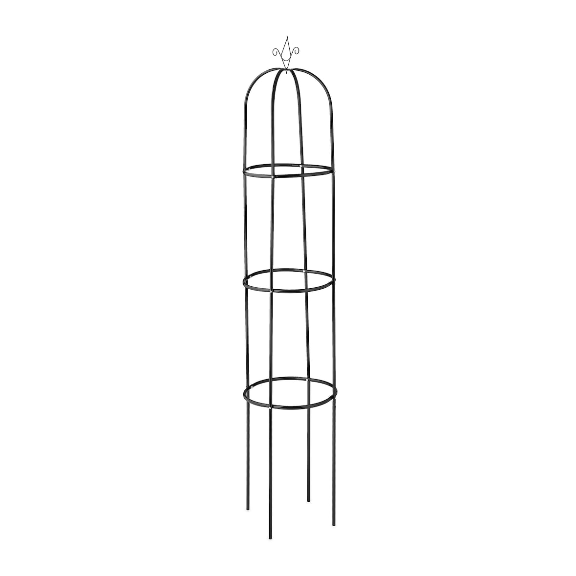 Relaxdays Rankhilfe Obelisk, 190 cm hoch, Ranksäule für Kletterpflanzen, aus Metall, freistehend, Rosenturm, schwarz