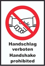 thumbnail of Handschlag verboten Handshake prohibited Schild  Symbol und Text Schild A1 (594x841mm)