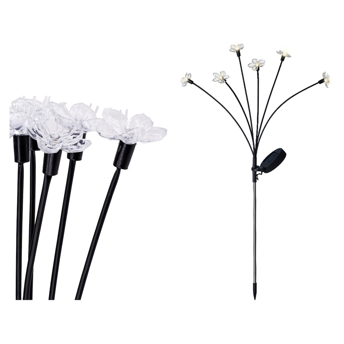 Solar Stabbeleuchtung Outdoor 70cm 6 Blumen LEDs Kunststoff Solarleuchte Garten Stablampe Gartenleuchte Solarlampen Wegeleuchte Gartendeko Warmweiß