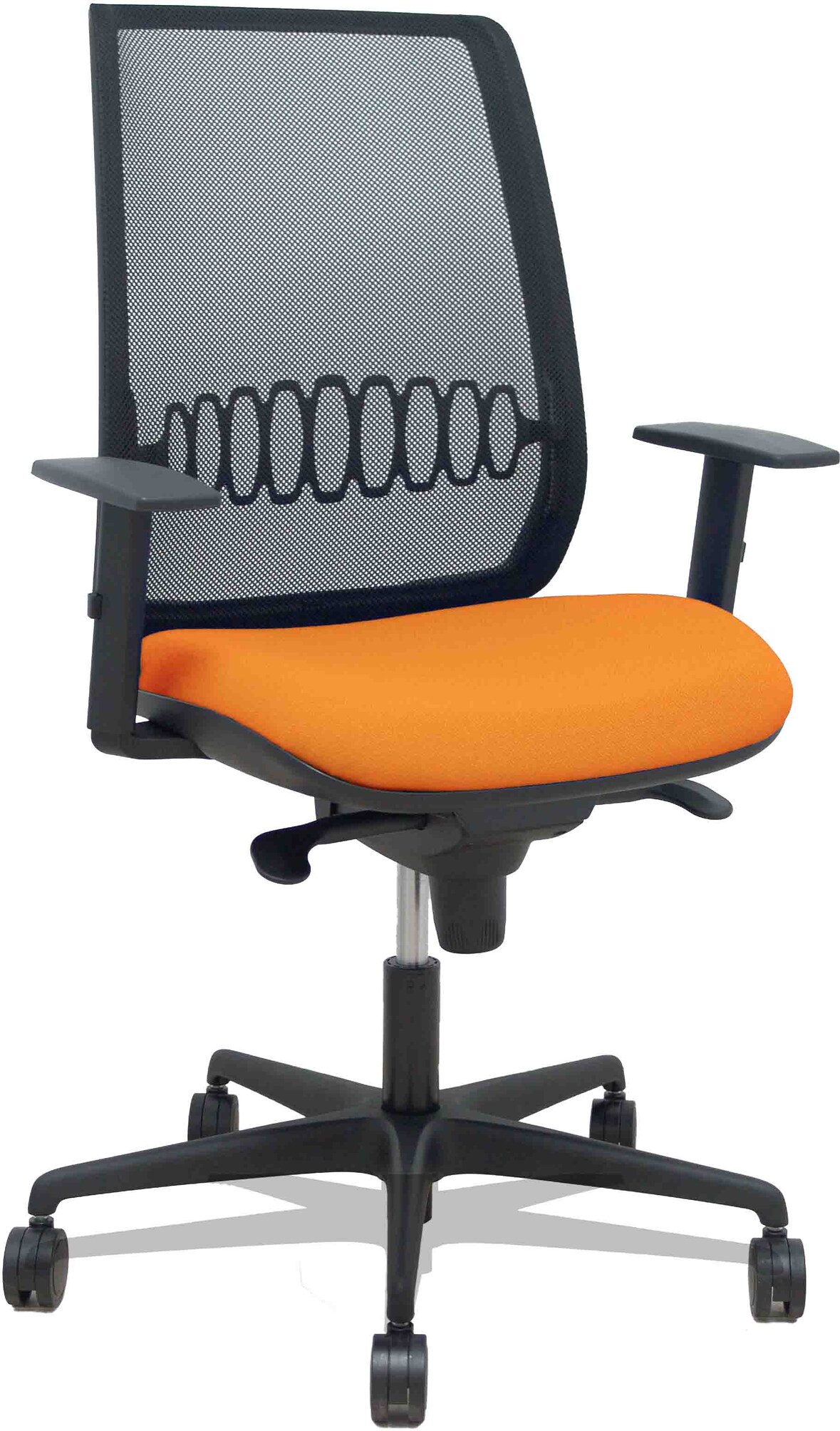 Silla Alares sincro malla negra bali naranja brazo regulable