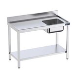 thumbnail of Mesa Mural Acero Inox Perfil Salva aguas, Cubeta Dcha y Estante 600 Distform