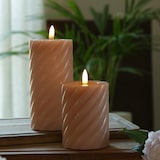 thumbnail of LED Kerze Twist Echtwachs gedreht flackernd H: 12,5cm Timer altrosa