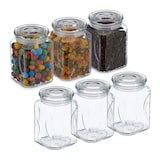 thumbnail of Relaxdays Vorratsgläser mit Deckel, 6er Set, Glas, 750 ml, eckige Vorratsdosen, luftdichte Glasbehälter, transparent