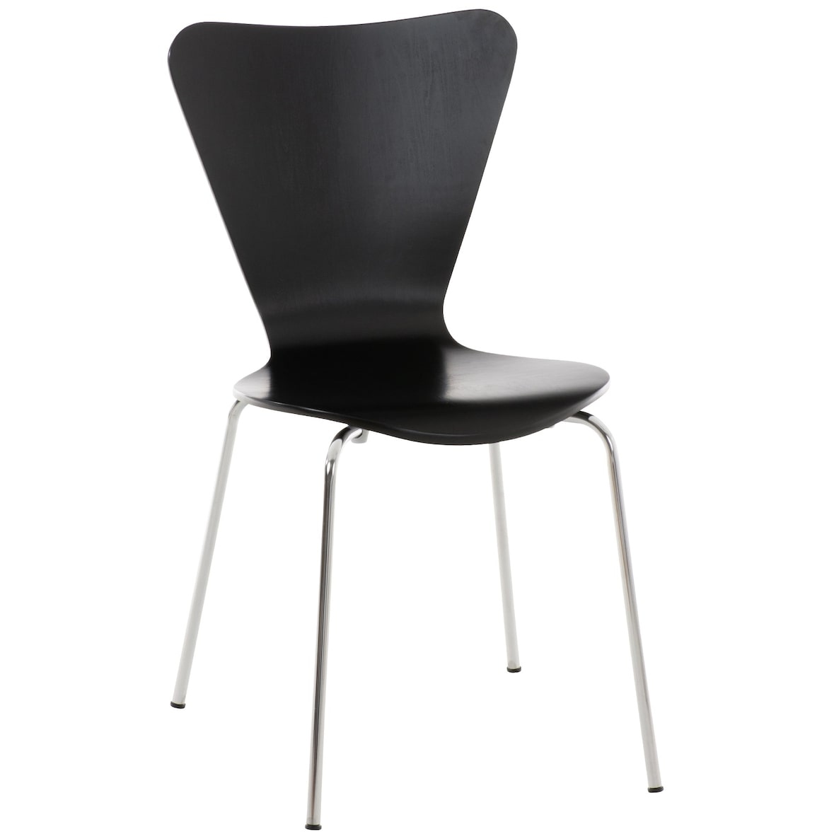 Décoshop26 - Chaise de cuisine salle à manger x1 empilable dossier triangle en bois noir et métal chromé 10_0003332