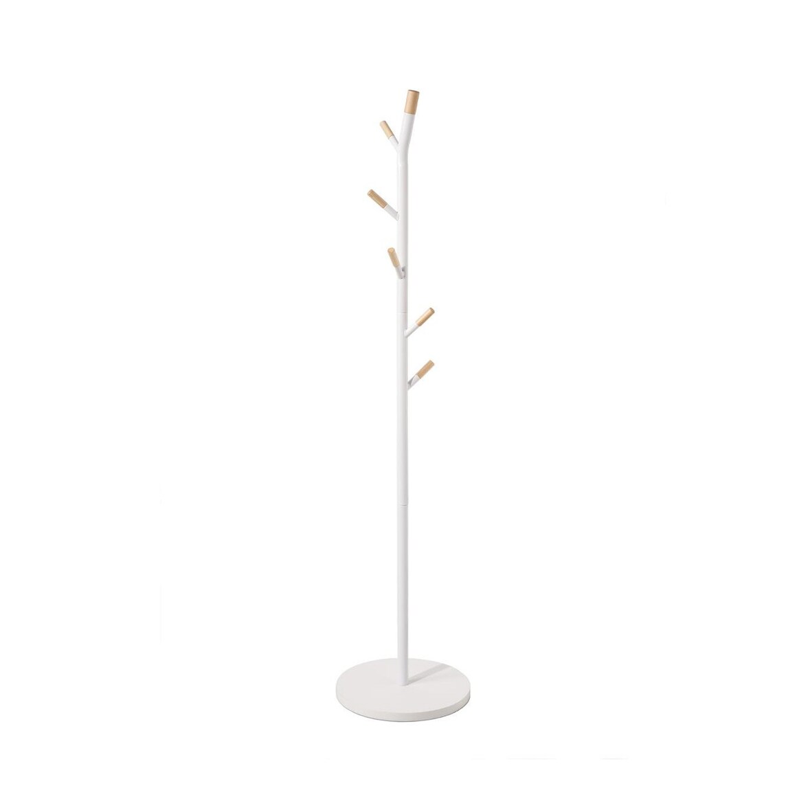 Porte-manteaux en Bois et Métal Blanc 6 Patères H 175.5 cm