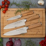 thumbnail of KLAMER Damast Chefmesser 20cm Olive, extra scharfes Küchenmesser, echter japanischer Damaststahl, Fleischmesser