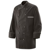 thumbnail of 207 - Kochjacke schwarz langarm mit Paspel in verschiedenen Farben : silbergrau 65% Polyester 35%Baumwolle 220 g/m² L