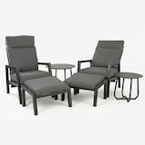 thumbnail of Conjunto de relaxamento reclinável, para jardim, Alumínio, Cor Antracite, Apoio para os pés: 47x60 x38, Poltrona: 72x59x112 cm, Mesa: 60x51cm