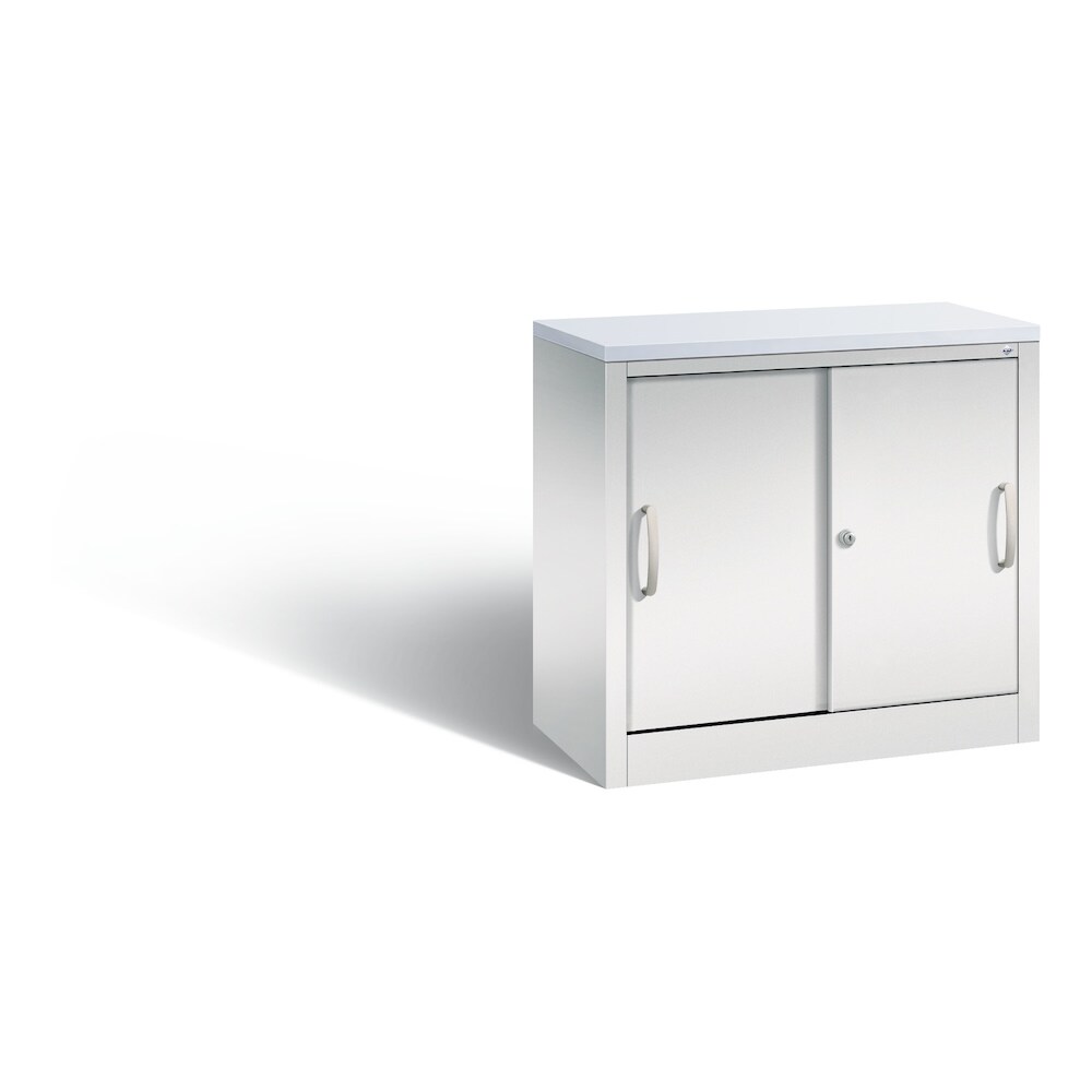 C+P Schiebetürenschrank Acurado-2000, 2 Ordnerhöhen | HxBxT 72x80x40cm | Lichtgrau/DBS Hellgrau von PROREGAL