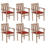 thumbnail of vidaXL Stapelbare Gartenstühle mit Kissen 6 Stk. Massivholz Teak