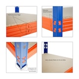 thumbnail of PROREGAL Mega Deal 4x Profi Schwerlastregal Rhino | HxBxT 180x200x60cm | 4 Spanplatten-Ebenen 8mm | Fachlast 500kg | Blau-Orange