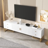 thumbnail of TV-Schrank 175x30x46 cm Weiß mit Schubladen und Türen Wohnzimmer Aufbewahrung modernes Design elegante Eisenfüße robust praktisch