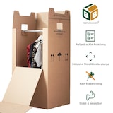 thumbnail of 1 x Kleiderbox mini 40 kg Traglast stabiler Kleiderkarton mit Kleiderstange 2-wellig Umzugskarton Textilkarton BB-Verpackungen