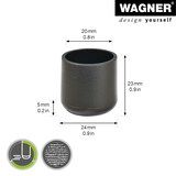 thumbnail of WAGNER Kappen für Stahlrohr rund 4tlg. - Ø 20/24 x 23 mm, Abrieb 5 mm, Kunststoff schwarz - 15062099