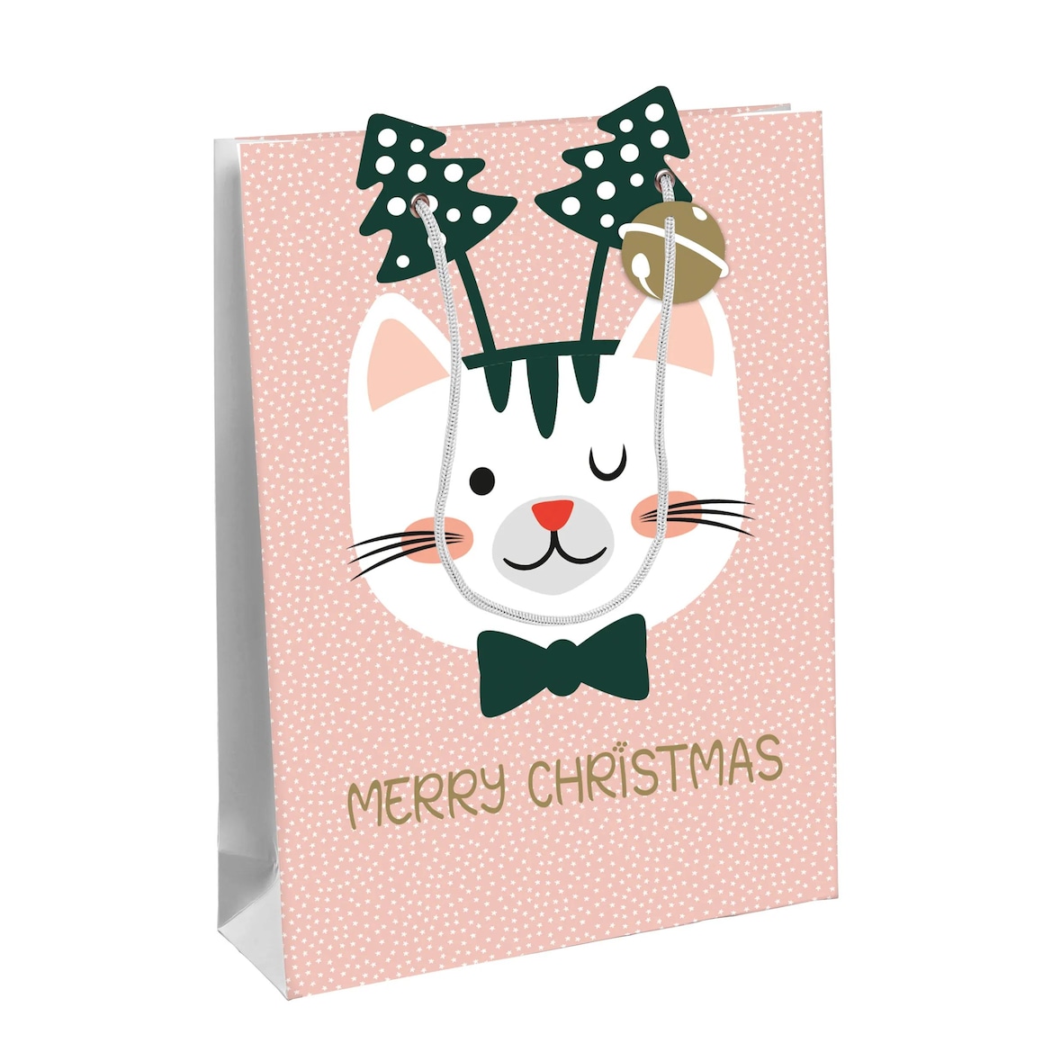 Clairefontaine 6x Geschenktasche L 26,5x14x33 cm, Weihnachten Cat'Mas - Rosa X-29529-2C