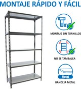 thumbnail of SimonRack Estantería Metálica, 1800x900x400 mm, 5 Alturas, Bandeja Metal, 180 kg de Punto Flexión, Antracita/Galva - Simonclick
