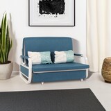 thumbnail of Schlafsofa HWC-M83, Schlafcouch Couch Sofa, Schlaffunktion Bettkasten Liegefläche, 130x185cm ~ Stoff/Textil dunkelblau