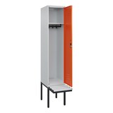 thumbnail of C+P Spind Classic PLUS, Kunststoff schwebende Sitzbank, 1 Abteil, HxBxT 212x40x82cm, Zylinderschloss, Hellgrau/Reinorange von PROREGAL