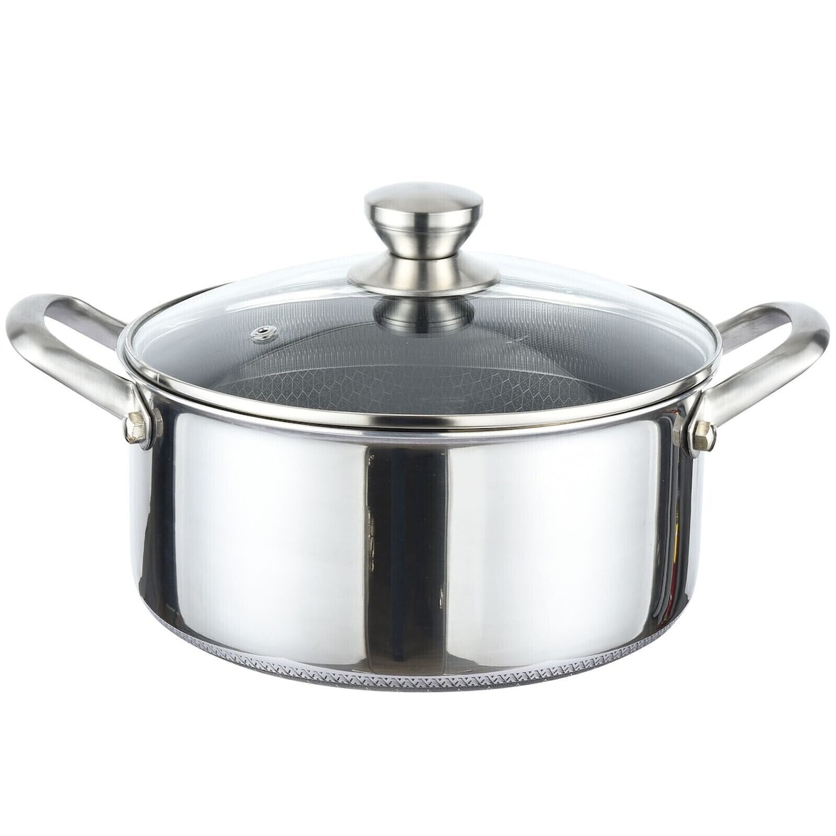 28cm Kochtopf Edelstahl Induktion Topf Glasdeckel Anti Haft Kratzfest Rostfrei