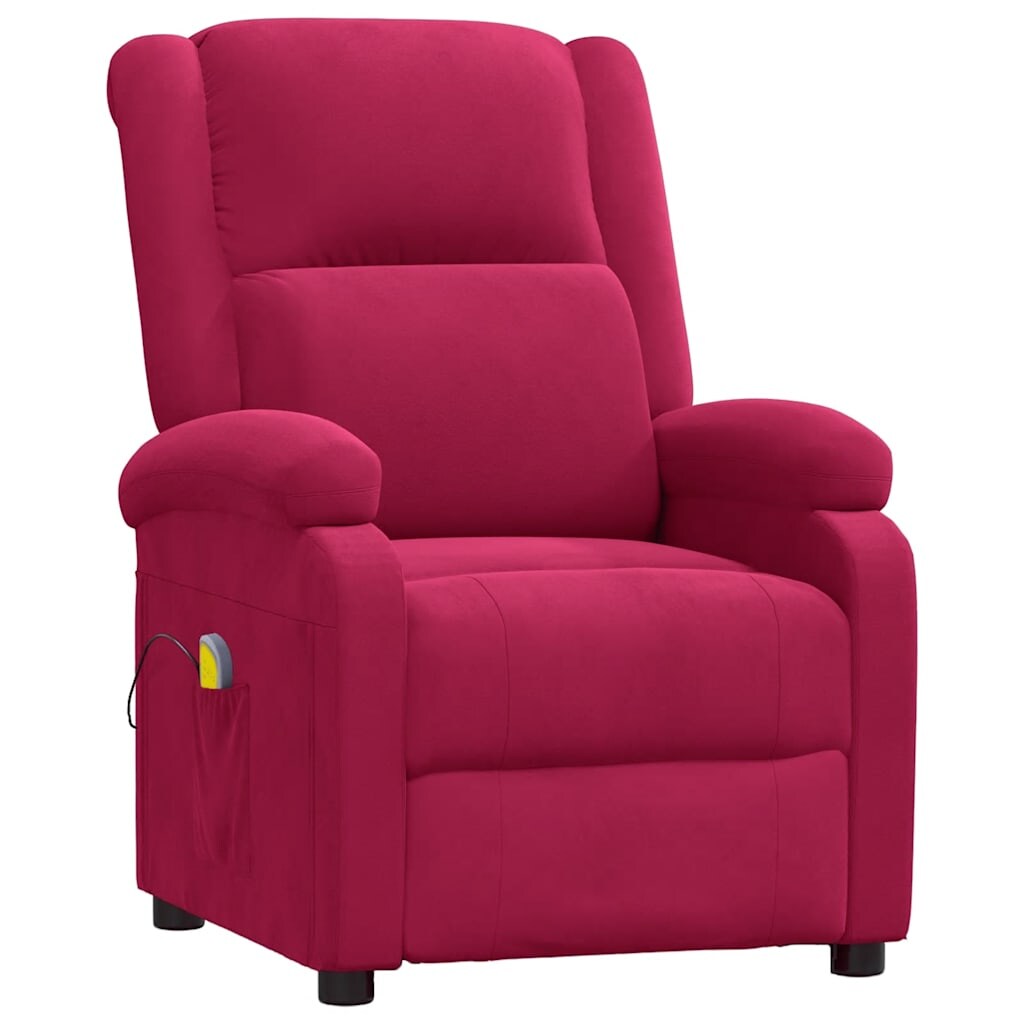 vidaXL Massagesessel Weinrot Samt