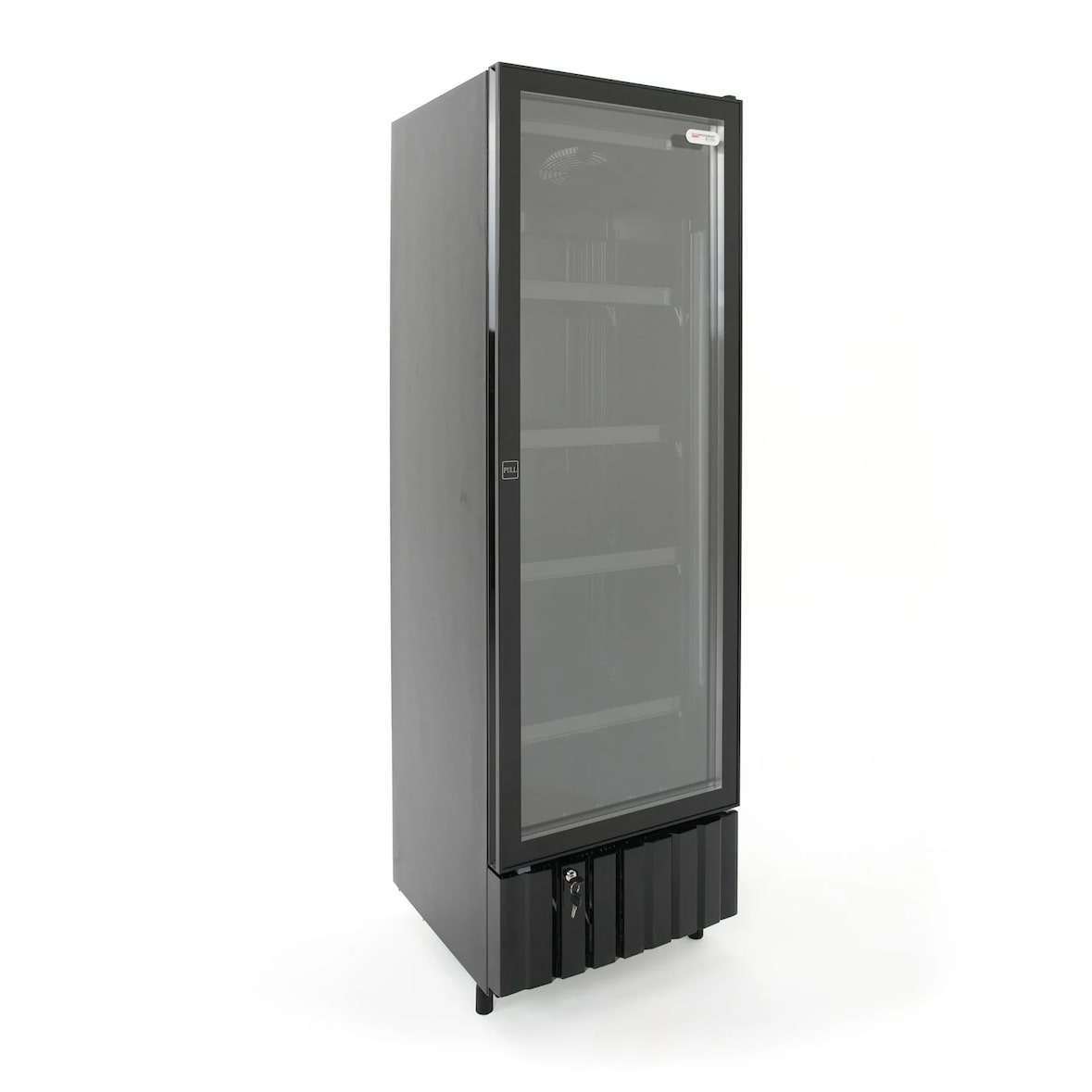 Frigo vetrina bibite verticale refrigerata 1 anta in vetro nera +0/+10 °C 240 lt 55,6x53x167,6h cm