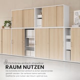 thumbnail of bümö Schiebetürenschrank 2OH - Aktenschrank abschließbar, Sideboard Schrank mit Schiebetüren in Graphit/Eiche, Bogengriff - Büroschrank aus Holz mit