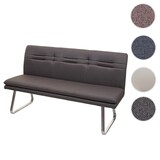 thumbnail of Sitzbank | HxBxT 90x160x59cm | Sitzhöhe 49cm | Rückenlehne Stoff/Textil Edelstahl gebürstet | Grau-Braun 160cm | Esszimmerbank Bank Polsterbank