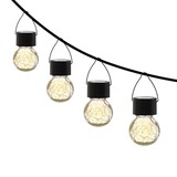 thumbnail of LED Solar Hängeleuchte CRACKLE Bruchglas-Optik Kugelleuchte H: 9cm 4St