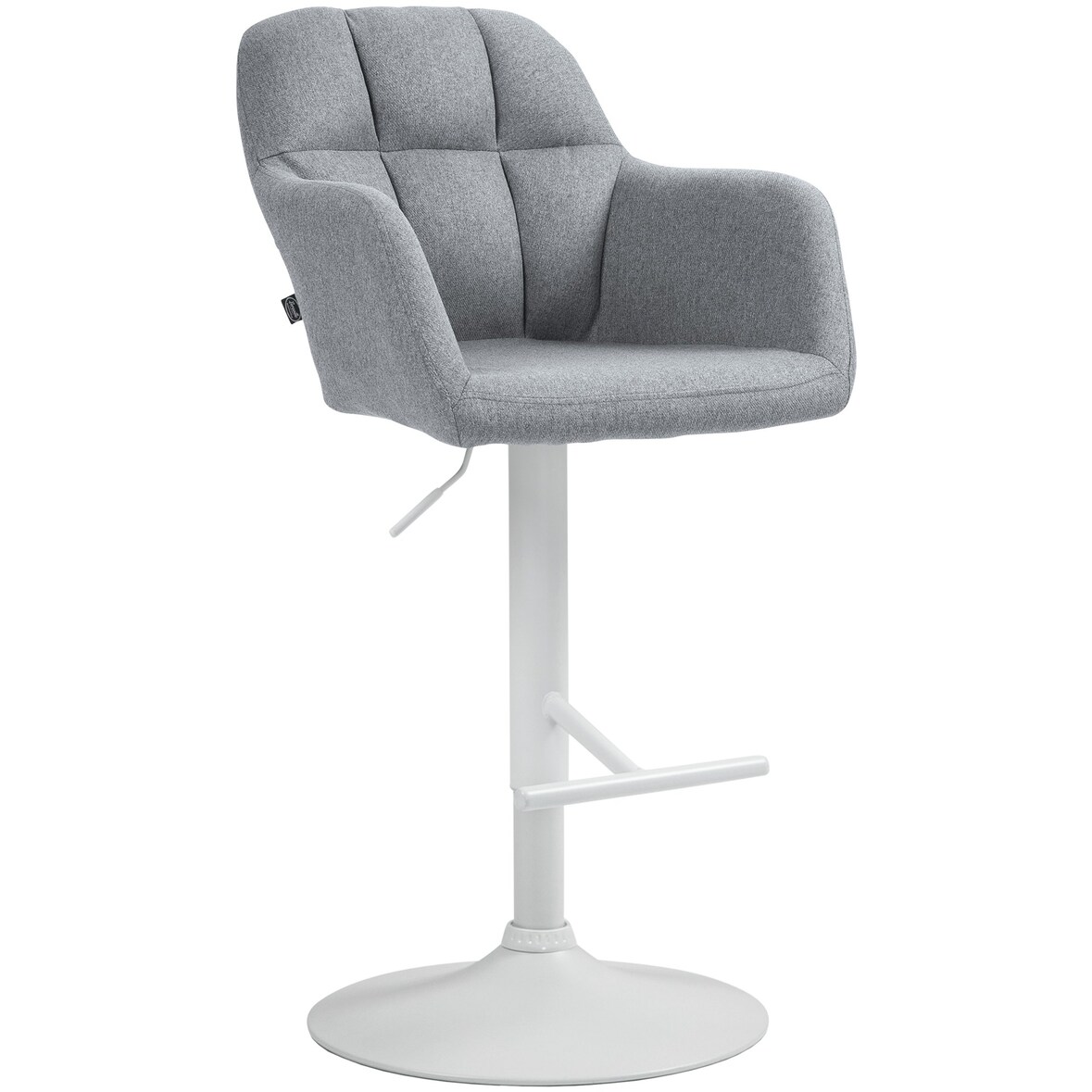 Barhocker Natoma Stoff grau/Metall matt weiss