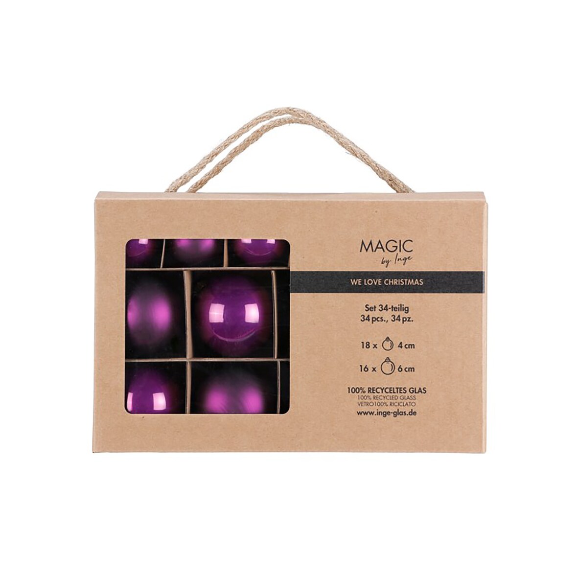 34 Weihnachtskugeln Glas 4-6cm Mix matt & glänzend Christbaumkugeln Weihnachtsbaumkugeln Set Christbaumschmuck Weihnachtsbaumschmuck Deko Lila Purpur