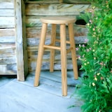 thumbnail of Banqueta de Madeira, Banco de Madeira Natural Não Tratada com Apoio para os Pés (Redondo - 47x24cm)