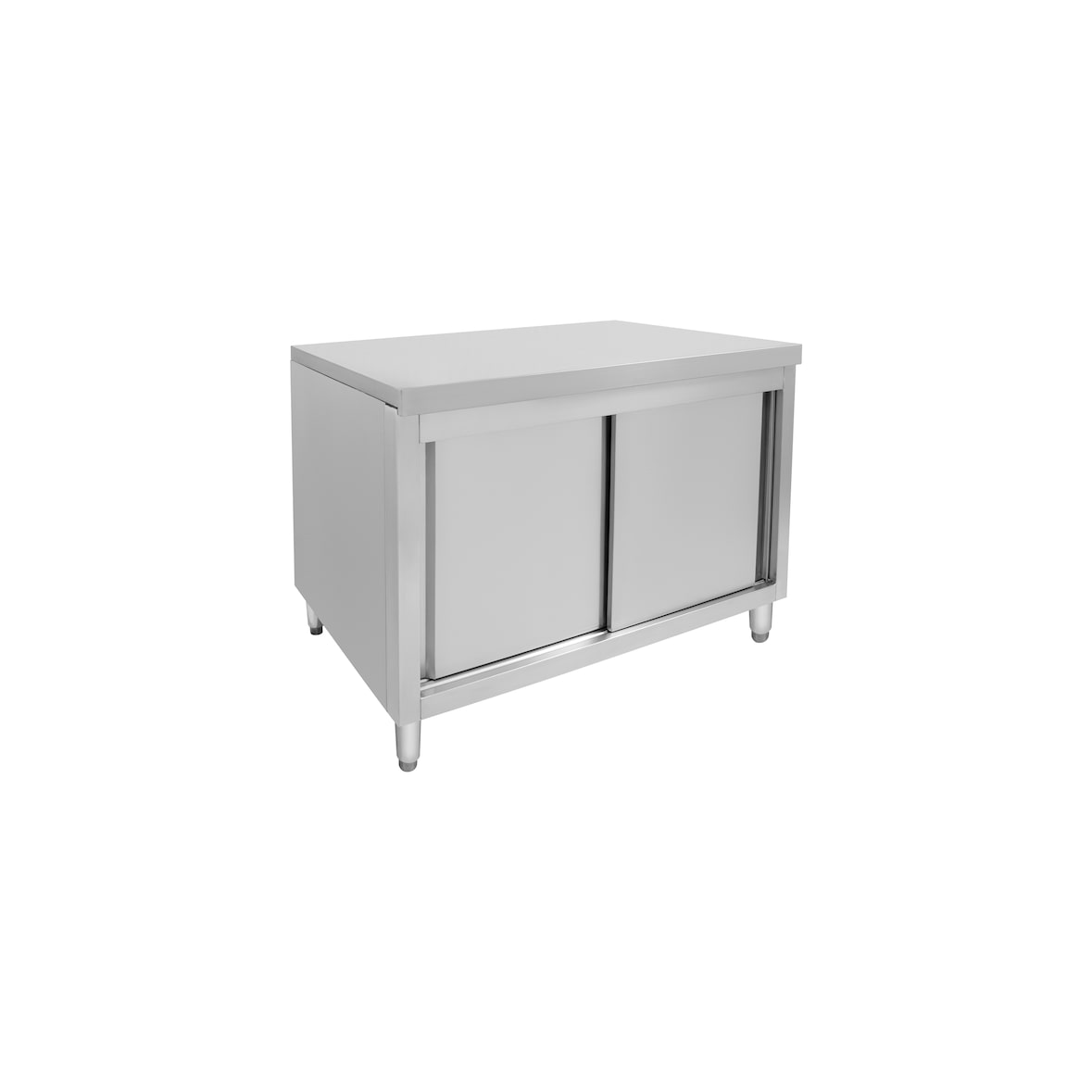 METRO Professional Mesa-armario de trabajo para restauración GSCB1120, acero inoxidable, 120 x 70 x 85 cm, con puerta corredera, plata