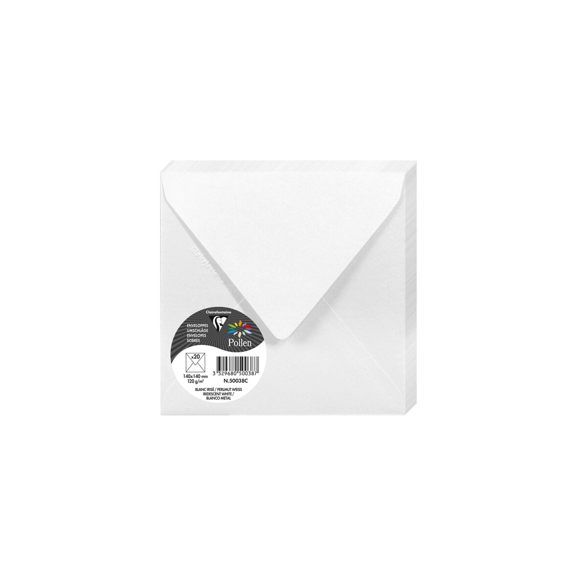 Pollen 200x Pollen, Umschlag 140x140 mm, 120g - Perlmuttweiß 50038C