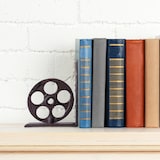 thumbnail of Relaxdays Buchstütze Retro, Gusseisen, Bücher, DVDs, Zahnräder, Filmrolle, Deko Buchwinkel HxBxT: 16 x 13 x 10 cm, braun