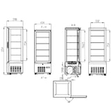 thumbnail of Vitrina refrigerada con 1 puerta, 4 estantes, acero inoxidable/cristal, 115.4x43.4x39.8 cm, refrigeración por aire, 92L, blanca, TOPLINE 10587 Vaiotec