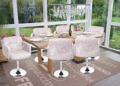 Lote De 6 Sillas De Comedor TULIO, Tapizadas En Piel Color Blanco