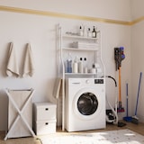 thumbnail of Scaffale Bagno 3 Mensole Ripiano Superiore Mobile Sopra Lavatrice Lavanderia Salvaspazio Ripiani Organizer Da Parete In Metallo 152x65x25 Cm Bianco
