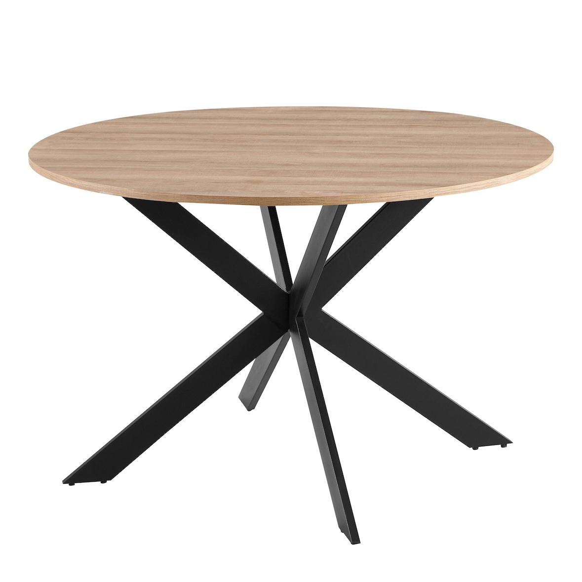 Table à manger ronde en MDF et aluminium noir et bois