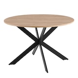 thumbnail of Table à manger ronde en MDF et aluminium noir et bois