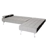 thumbnail of Schlafsofa HWC-K22, Couch Ecksofa Sofa, Liegefläche links/rechts Schlaffunktion 236cm ~ Stoff/Textil hellgrau, schwarz