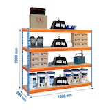 thumbnail of SimonRack Estantería Industrial, 2000x1800x600 mm, 400 kg de Punto Flexión, 4 Estantes Madera, Estantería Garaje, Azul/Naranja/Madera - Ecoforte
