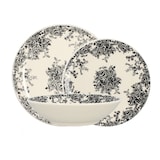 thumbnail of Novastyl - Lot 6 assiettes creuses florali 20.5cm en grès décor noir